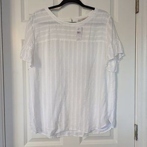 NWT Loft White Mixed Media Striped Blouse